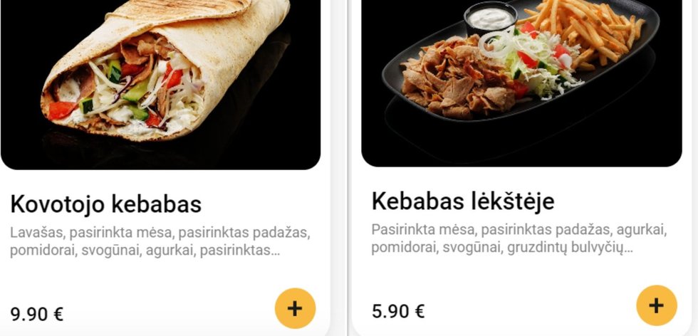 Kebabų kainos