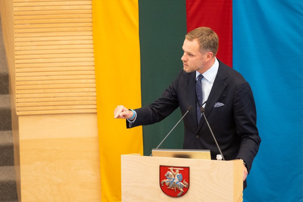 Gabrielius Landsbergis Seime aiškinasi dėl vilos Graikijoje (nuotr. Elta)