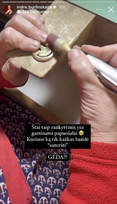 Indrės Burlinskaitės „Instagram“ istorijos (nuotr. socialinių tinklų)