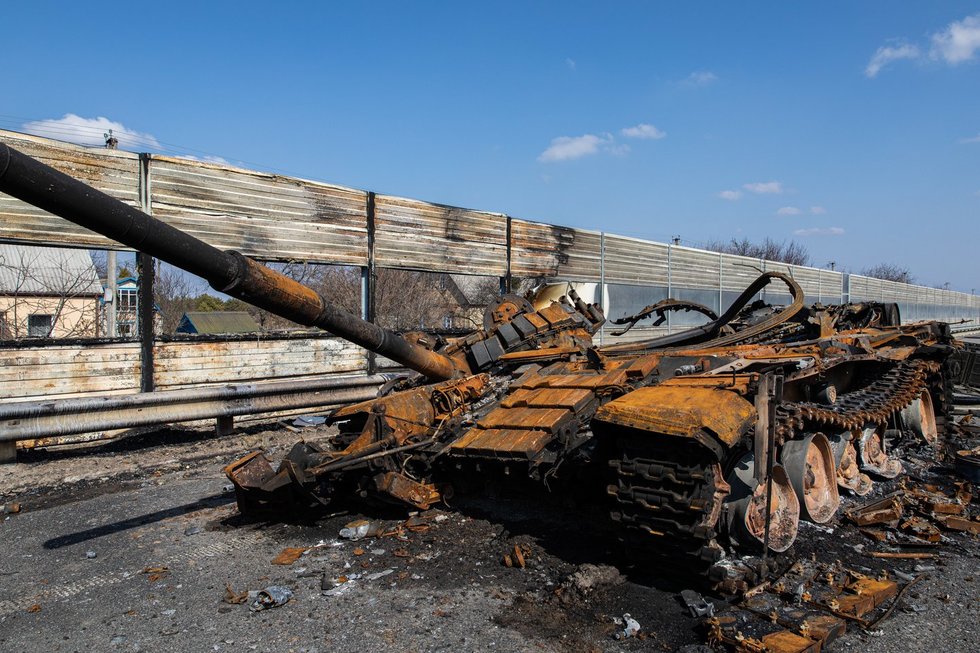 Ukrainoje sunaikinti Rusijos tankai T-72 (nuotr. SCANPIX)