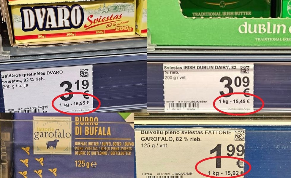 Sviesto kainos (pricer.lt)