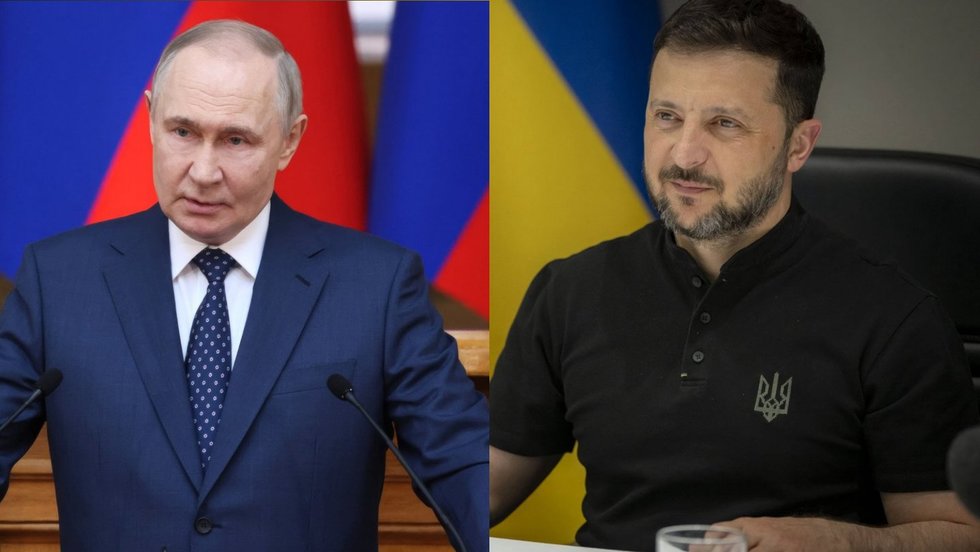 Vladimiras Putinas, Volodymyras Zelenskis (nuotr. SCANPIX)