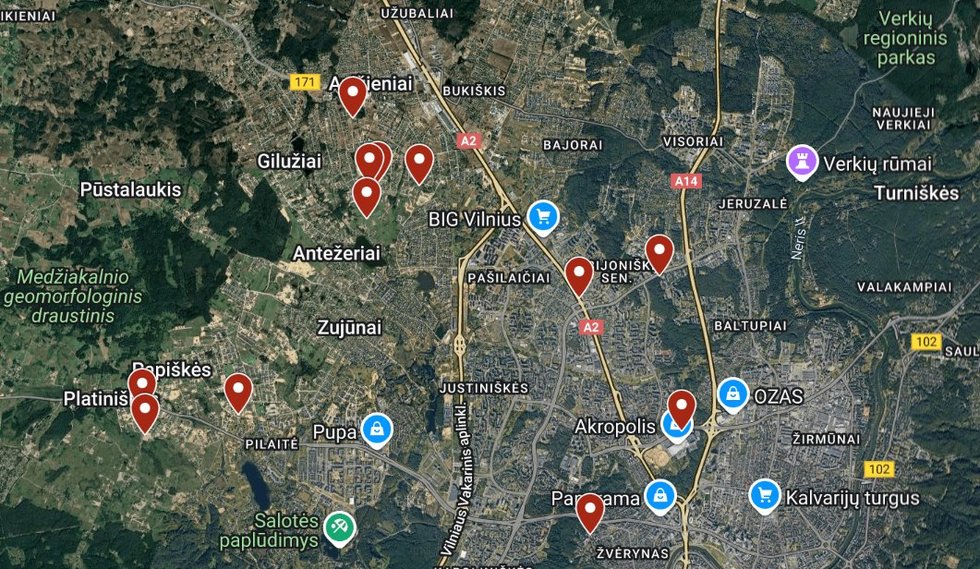 Meškutės apsilankymo vietos Vilniuje (nuotr. stop kadras)