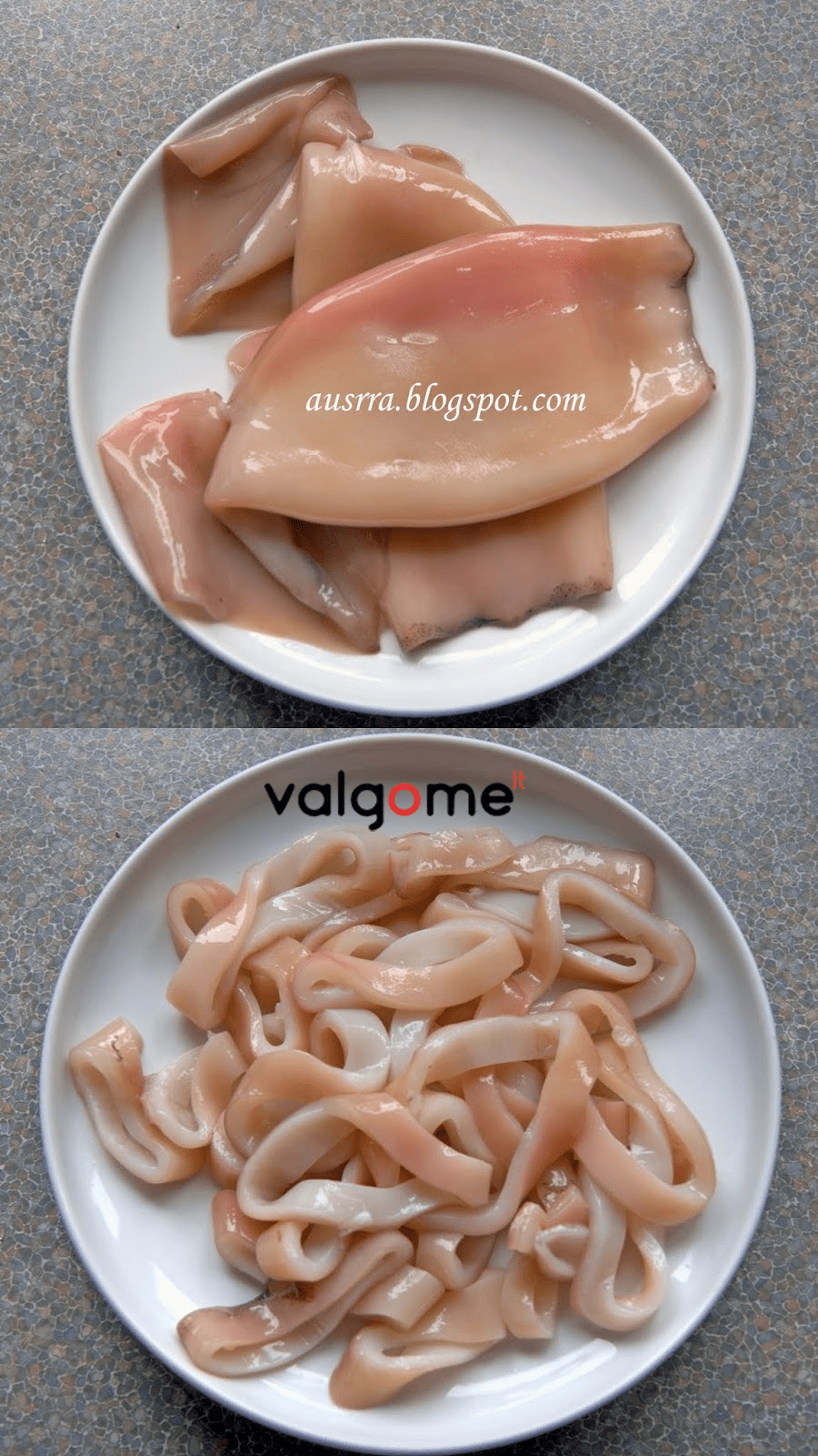 suruošti kalmarai kepimui, alaus tešloje
