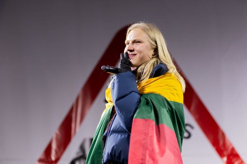 Rūta Meilutytė proteste (nuotr. BNS) 