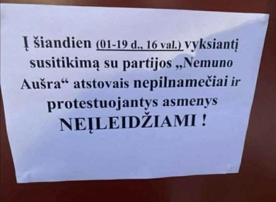 Internete plinta pranešimas dėl susitikimo su „Nemuno aušra“ (nuotr. facebook.com)