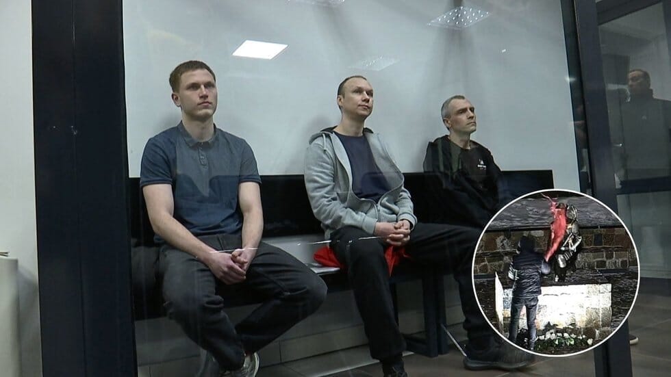 Paskirtas nuosprendis A. Ramanausko-Vanago paminklą suteršusiems vyrams (tv3.lt koliažas)